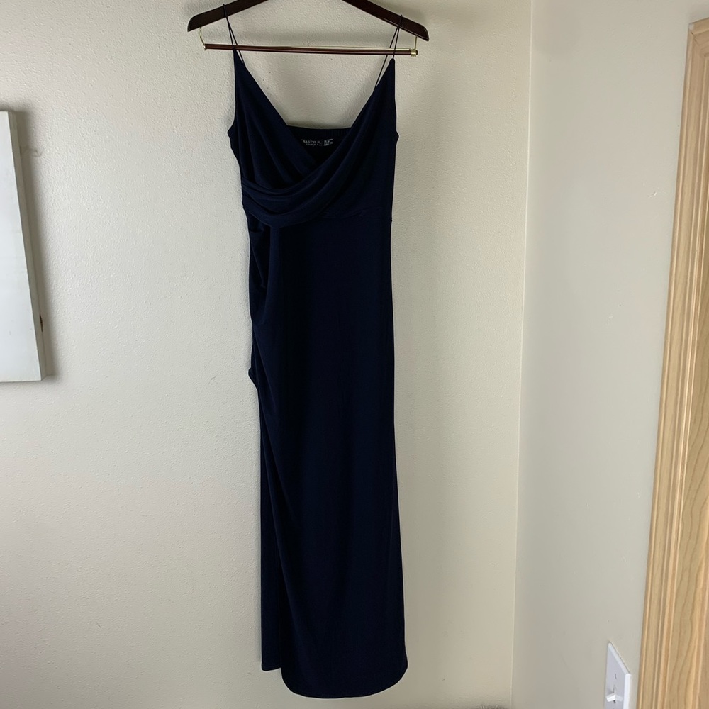 💙 Nasty Gal Collection Formal Dress – Navy Blue Spaghetti Strap, Size 10 💙